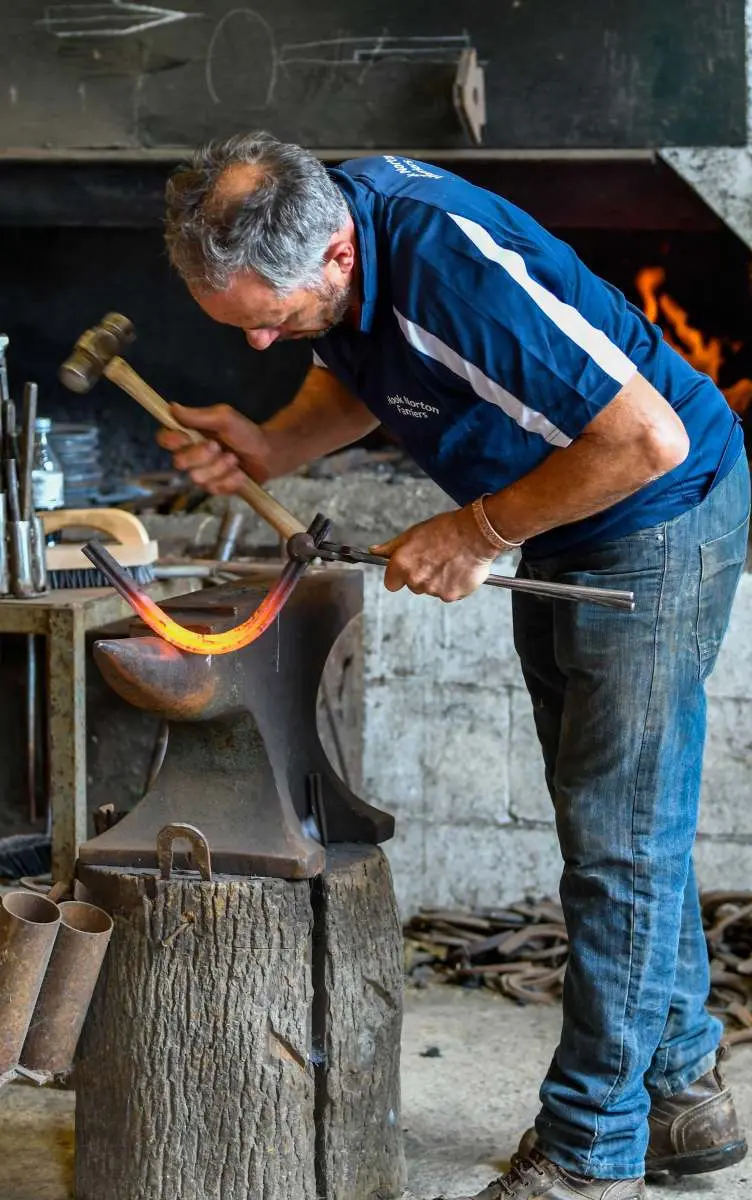 Shoemaking in the on-site forge, Hook Norton Farriers, Chipping Norton